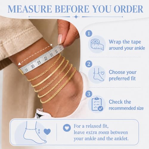 Image of AOZEL Gold /Silver Plated Anklet Bracelets for Women Waterproof Plus Size Cuban Link Chain Ankle Bracelet for Large Ankle 9-12inch