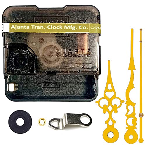 Image of QEWINOX Combo of Ajanta Mfg. Battery Operated Plastic Ticking Wall Clock Movement Machine with Hands (Made in India 100%) (Gold 5) 2 x 5.5 x 5.5 cm; 250 Grams