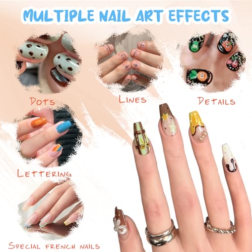 Image of 12 Color Nail Art Pens for Painting Nails, 0.7 MM Nail Polish Pens Drawing Point Liner Acrylic Painted Pen Kit, Waterproof Quick-drying for DIY Design Manicure Tools Christmas