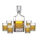 Juego de Jarra y Vaso de Whisky de Cristal, Jarra de 850 ml con 6 Vasos a Juego, Juego sin Plomo con tapón de Sello Adornado, Vino o Licor de Whisky escocés