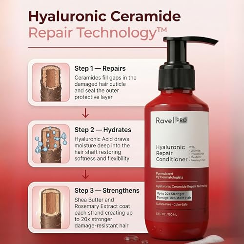 Image of Ravel PRO Damage /Hyaluronic Repair Shampoo & Conditioner Pack of 2, Restores & Strengthens Damaged Hair, Repairs Split Ends & Adds Shine, Suitable For All Hair Types, Men & Women - 150ml each