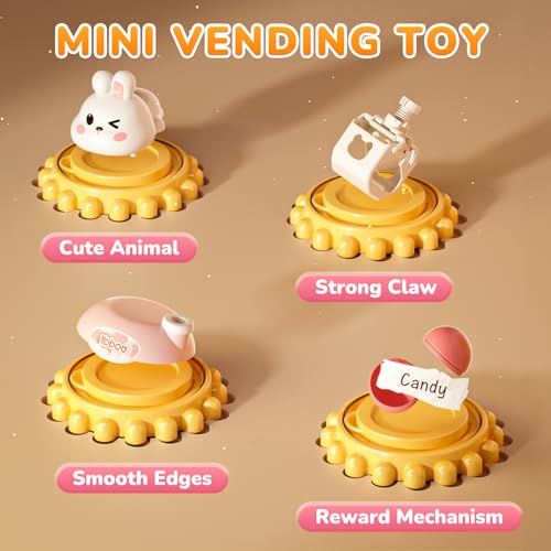 Skirfy Vending Machines Kids Toys Mini Vending Machines Gumball Prize Machines Maker Game Claws Machines Game Sensory Toys Dolls Gifts（Pink）