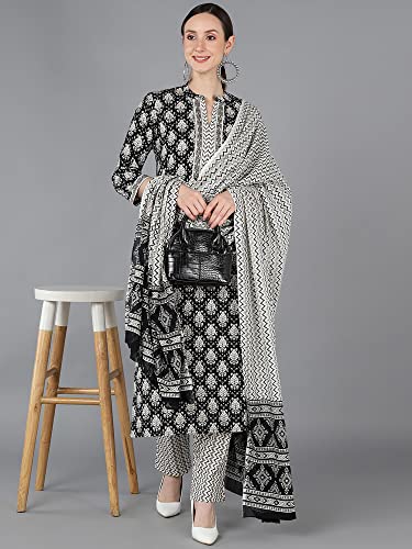 Image of Vaamsi Women's Printed Straight Kurta Pant With Dupatta Set | kurta sets for woman