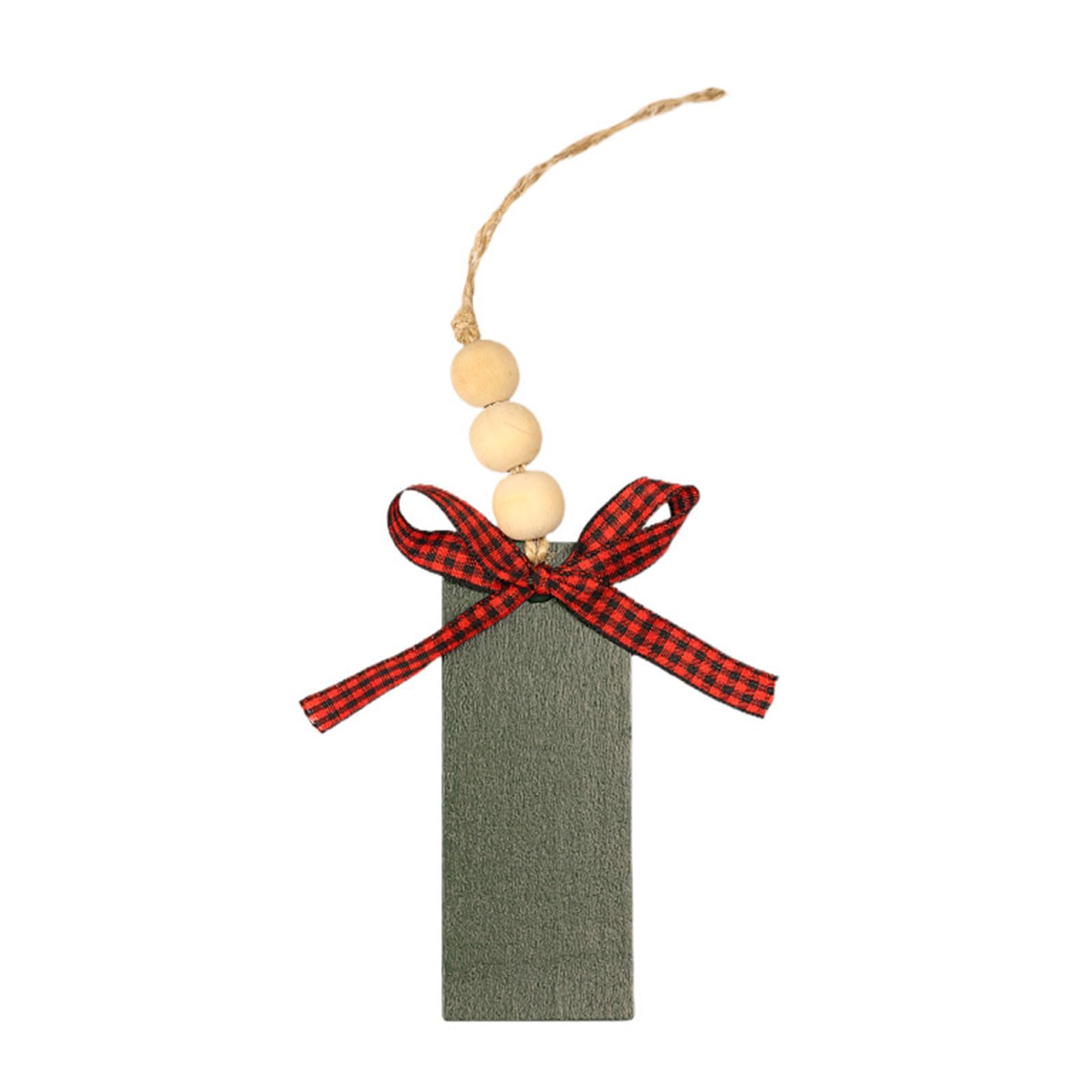 Nucelit Wooden Hanging Ornament Christmas Pendant Decor for Holiday New Year Party Supplies Rectangle Wood Board with Beads Rope Festive Decorations
