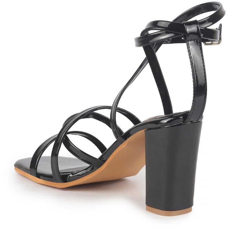 Image of FAUSTO Women Open Toe Quilted Block Heel High Ankle Adjustable Backstrap Slipper Sandals | Soft Padded Insole | Western Outfit Gladiator Sandals