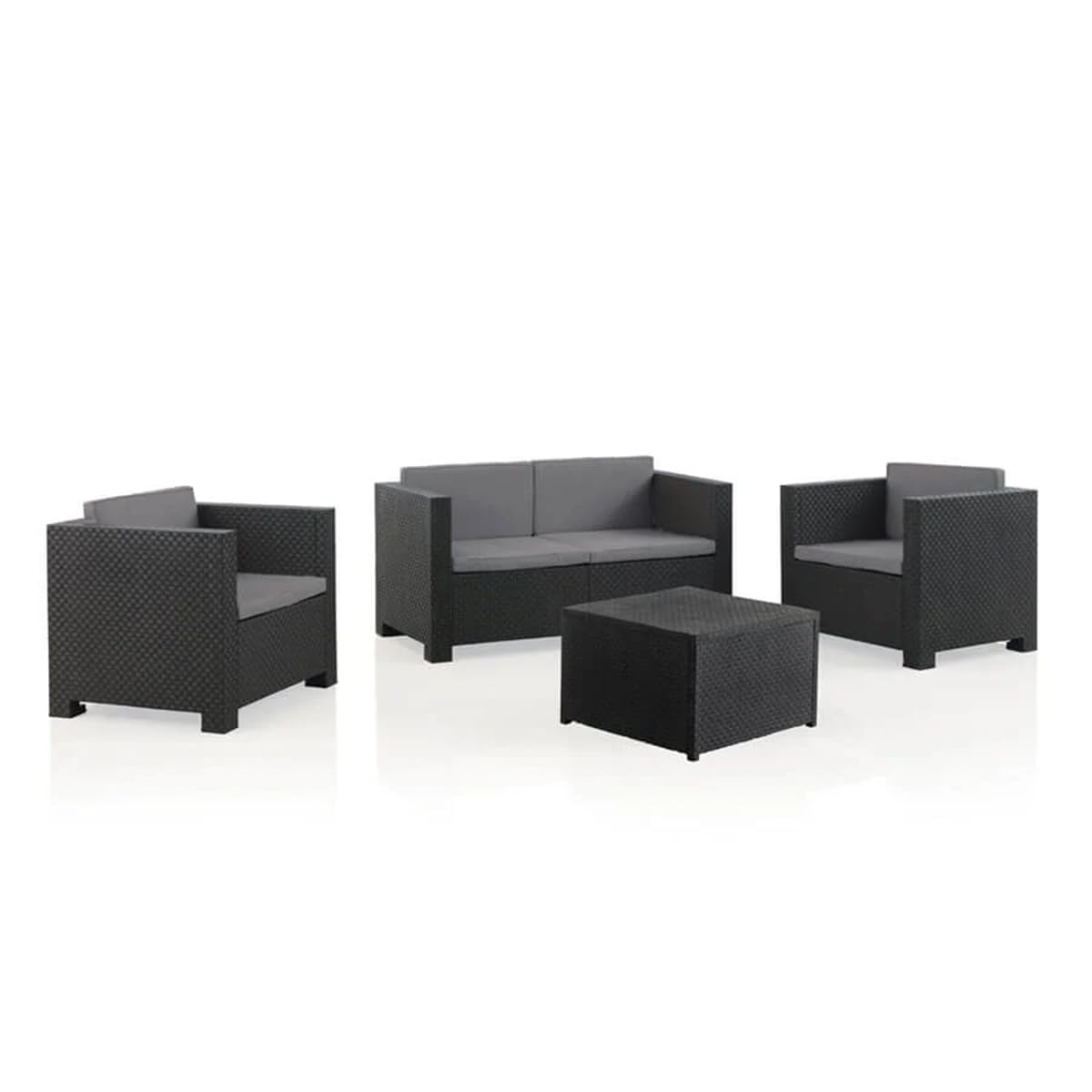 SP Berner Shaf - EVO Confort | Set Muebles de Salon Exterior - Conjunto Muebles Jardin Exterior 4 Plazas | Fabricado en España con Materiales Reciclados - Color Grafito