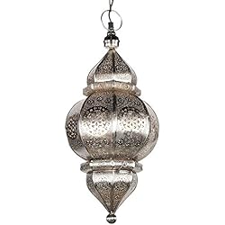 Lampara Arabe Negra albena shop 71-0195 Kaja lámpara oriental de techo ø 23 x 50 cm metal plateado
