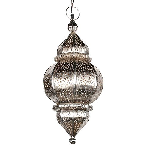 albena shop 71-0195 Kaja lámpara oriental de techo ø 23 x 50 cm metal plateado Cover