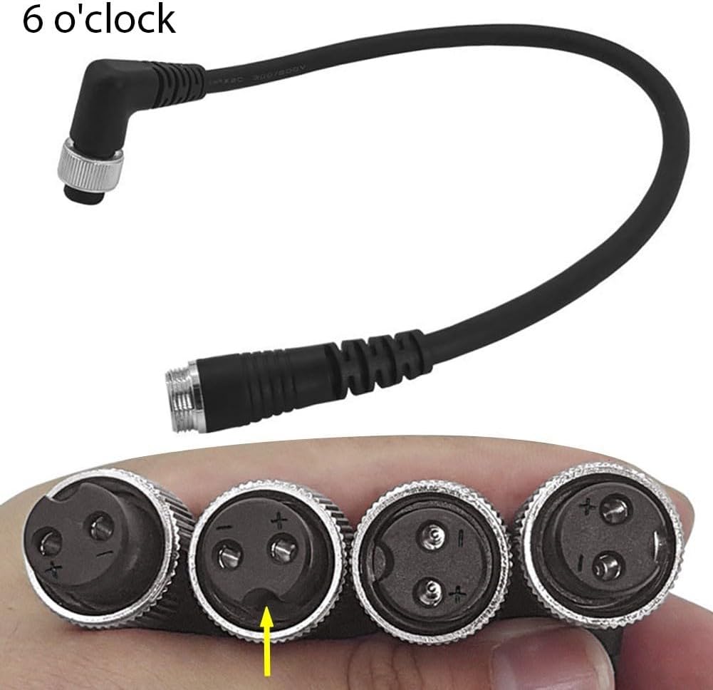Fishing Reel Battery Power Cable for DAI-WA Elbow 2 Hole Power Cord Adapter 45cm Black PVC Copper Wire(6 Oclock)