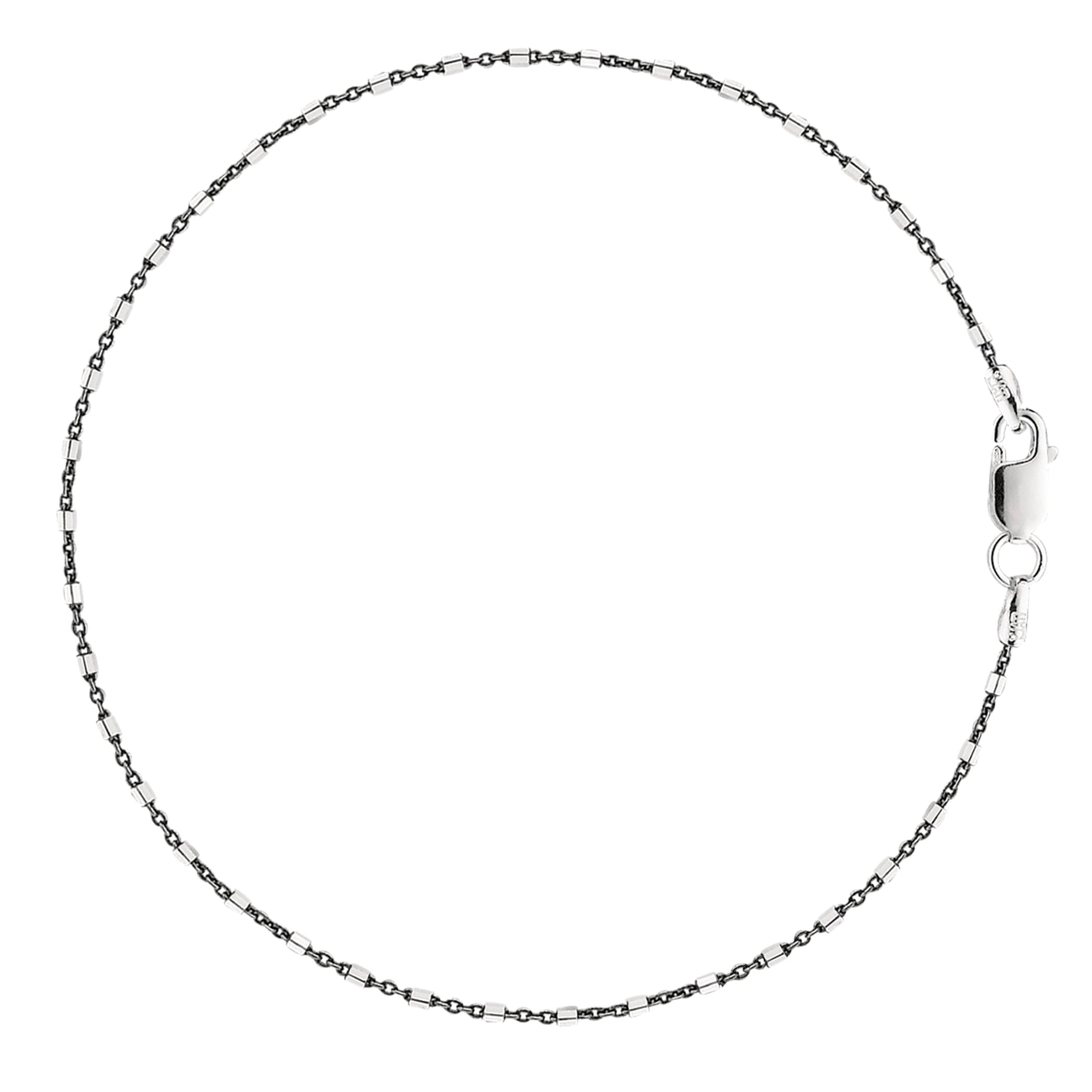 Cavigliera in argento Sterling con perline in stile barile bianco e nero. e Argento, colore: bianco
