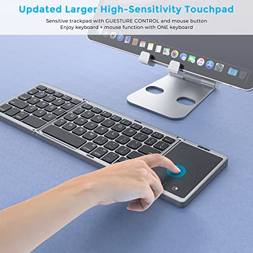 Seenda Foldable Bluetooth Keyboard With Touchpad - Multi Device Rechargeable Wireless Keyboard With Trackpad For Windows Ios Android Mac Smartphone Ipad Tablet Laptop Pc #TOP4