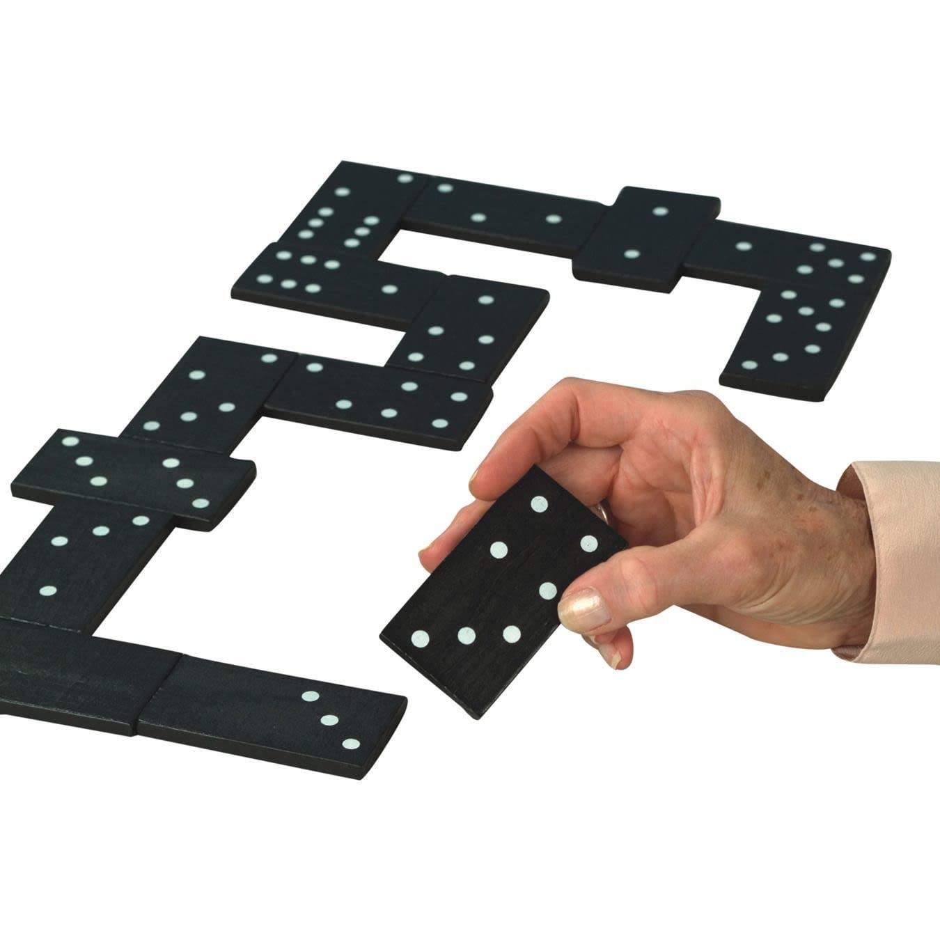 S&S Worldwide Jumbo Double Six Domino Set. Includes 28, 1-3/4" x 3-1/4" x 1/4" Thick Wooden Dominoes, About 3X The Size of Standard Dominoes.