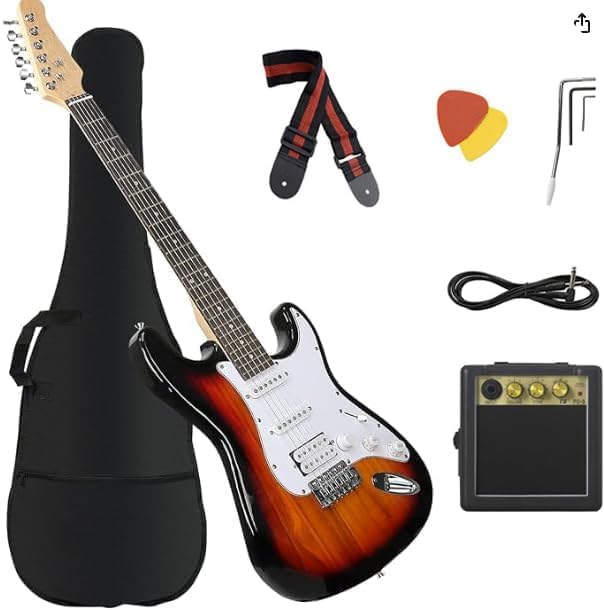 De Cuerdas, Musical Instruments Kit de Guitarra Eléctrica con Amplificador de 3w, Púas y Llave Correa para El Hombro, Kit de Inicio con Funda de Tamaño Completo para Amantes de La Música...