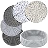 Trivets for hot dishes heat resistant hot pads with storage basket pot holders for kitchen countertop trivet plate mats for hot pots and pans home essentials farmhouse decor grey 5 pcs  urban country home decor