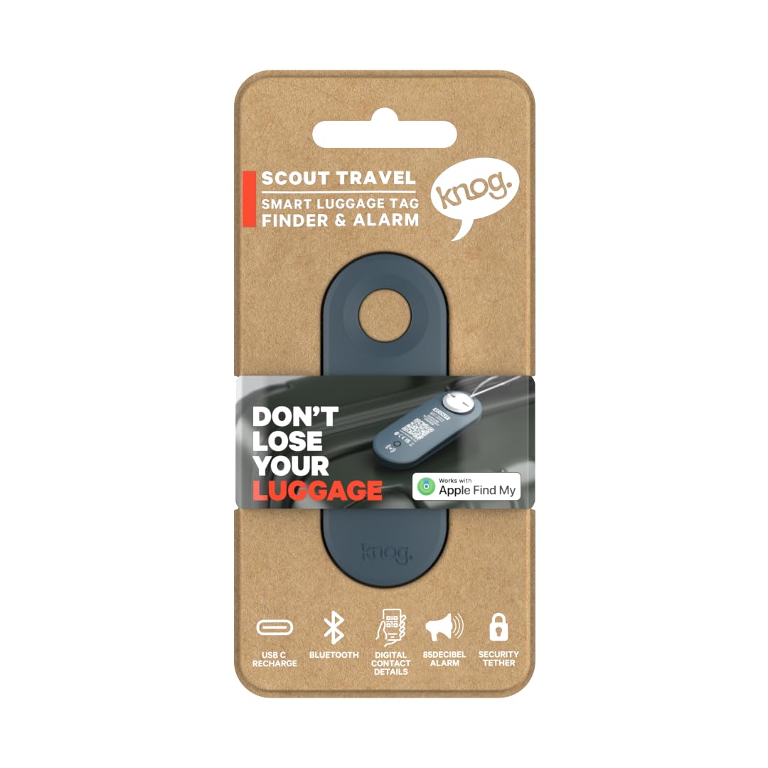 Knog Scout Travel Smart Tag Alarm und Finder, Blau Silber, 1320KN