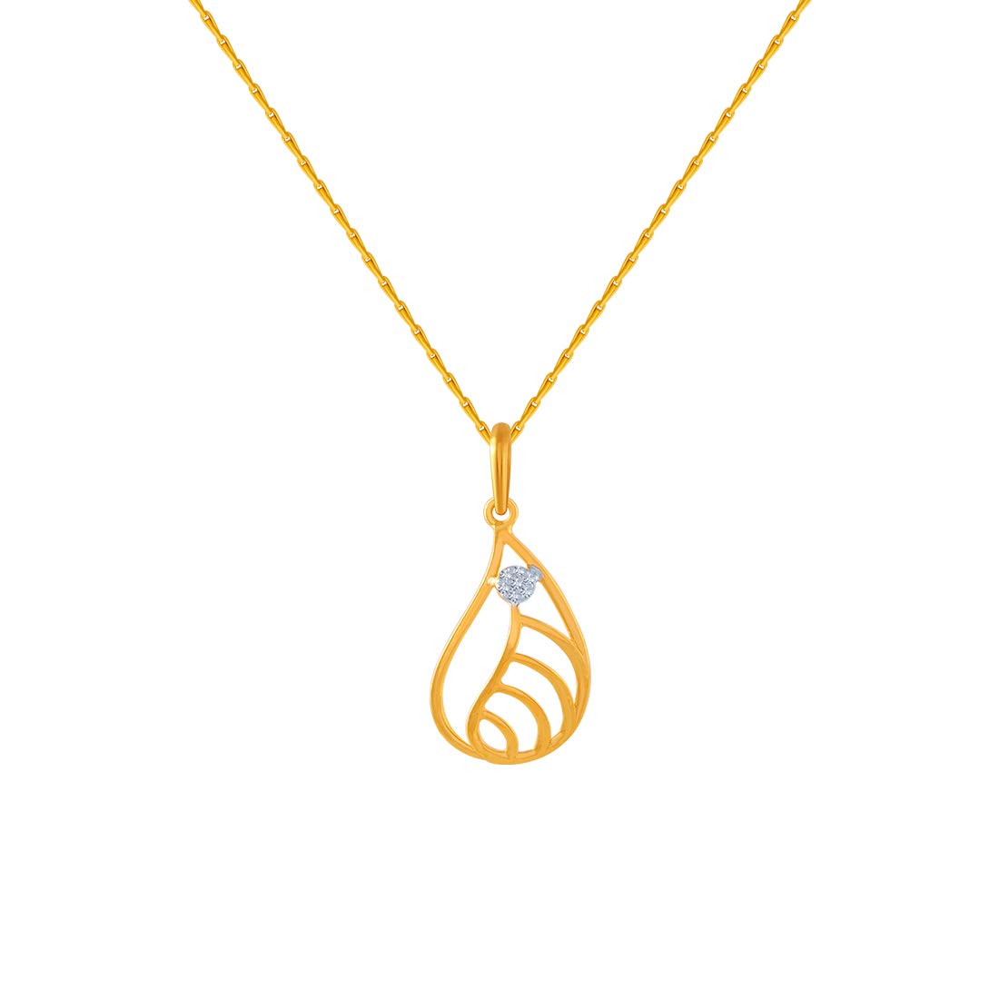 14k (585) Yellow Gold and American Diamond Pendant for Women