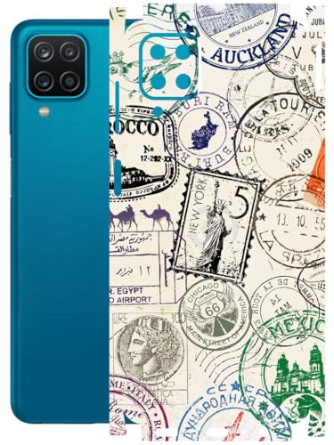 Image of AtOdds - Full Body Back Screen Guard Protector Film - Lamination Wrap Skin Sticker Compatible with Samsung Galaxy A12 | Scratchproof Matte Finish (Stamps)