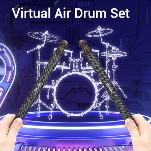 SUNGOOYUE Air Drumsticks, palillos electrónicos con detección de movimiento 3D, pedales y conversor de audio para práctica silenciosa miniatura 6