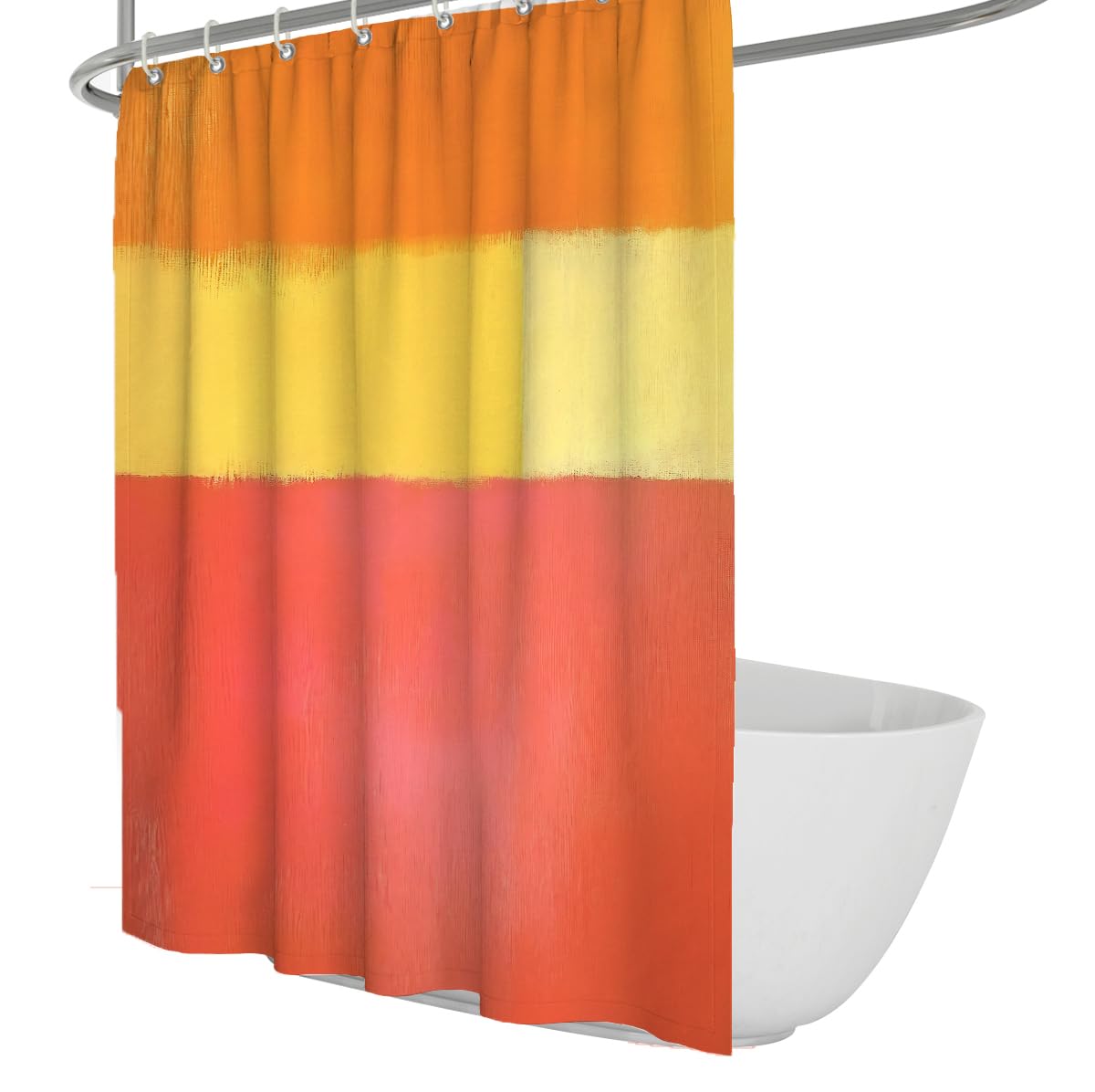OLLIAR Home Orange Shower Curtains Sets for Bathroom Decor Color Block Waterproof Bathroom Curtain with Hooks Watercolor Abstract Art Bathtub Curtain Quick Dry 240x180cm
