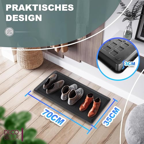DECOBELLA Schuhabtropfschale | Schuhtablett Grau | Schuhablage, für Ihre schmutzigen Schuhe Abtropfschale | 70x35x3 cm Schuhwanne, Plastikwanne Flach
