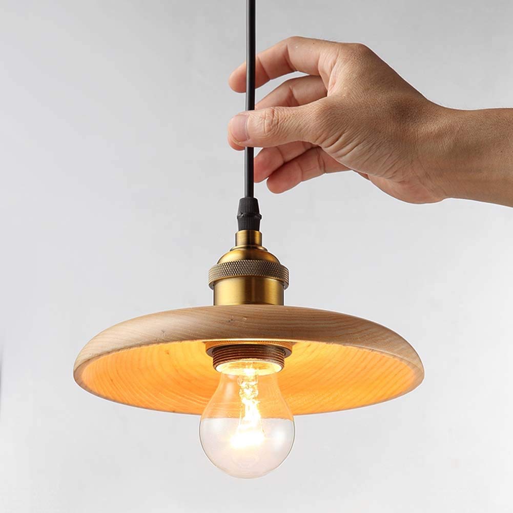 Lustre bois moderne et plafonnier LED métal E27 pour design salon