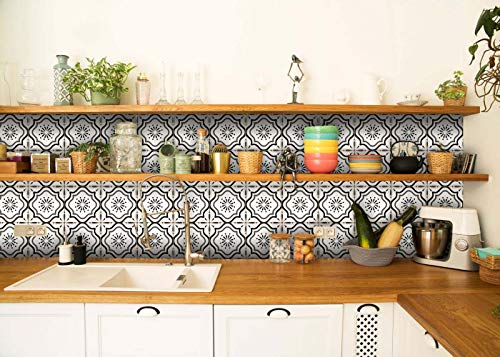 Black & White Collection Peel And Stick Tile Stickers 24 Pc Set Backsplash Tile Decals Bathroom & Kitchen Vinyl Wall Decals Easy To Apply Just Peel & Stick Home Decor (Black & White B5, 8X8 Inch) #TOP7