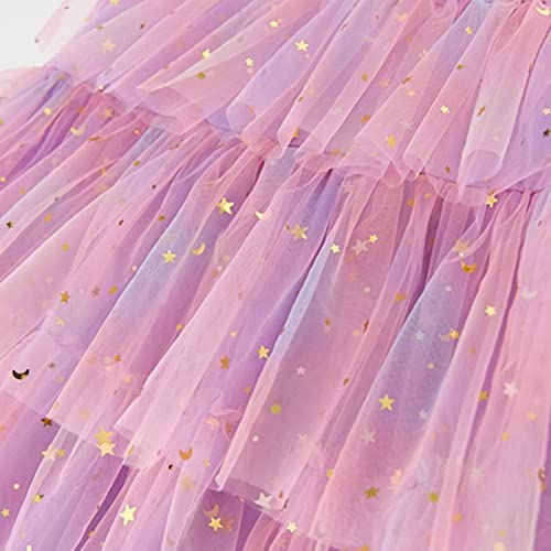 Little Girls Tulle Dress Toddler Ruffle Sleeve Layered Tutu Dresses Kids Star Sequin Summer Party Birthday Wedding Cake Dress3