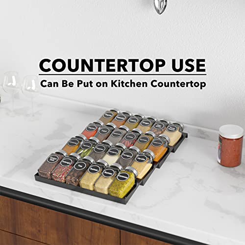 image for SpaceAid Spice Drawer Organizer with 24 Spice Jars, 386 Spice Labels, 