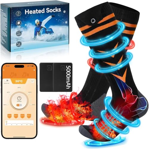 Beheizbare Socken für Herren Damen, Jkevow Beheizte Socken 5v 5000 mAh...