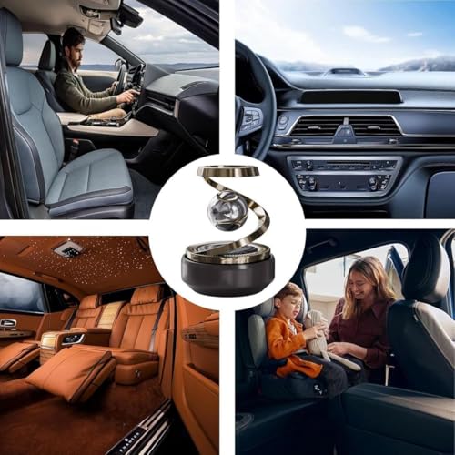 Image of Car Aromatherapy Diffuser for Dashboard with Solar Panel Rotating Design, Metal Frame Spiral Holder and Fragrance Container for Vehicle Interior Use (MULTICOLOR)