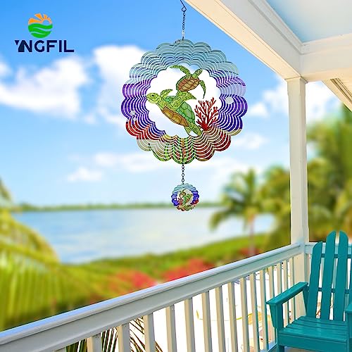 YNGFIL Turtle 3D Wind Spinner Kinetic Metal Art Hanging Wind Spinner Outdoor Decoration Ocean Ornaments Decor for Yard and Garden by YNGFIL - Used condition - Image 5