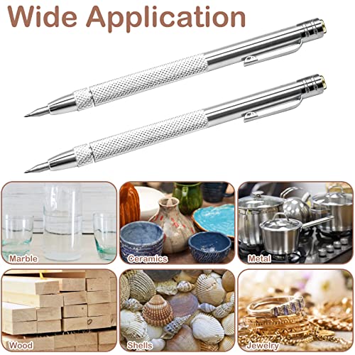 Hingtai FASGS1 2Pcs Tungsten Carbide Tip Scriber With 12 Replacement Marking Tip, Aluminium Magnet Carbide Scribe Tool Etching Pen thumb #6
