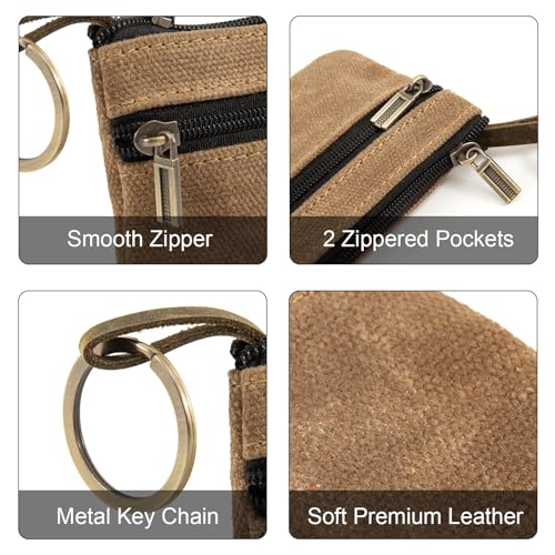 Coin Pouch,Coin Purse,Coin Purse for Men,Coin Wallet for Men,Change Purse,Wallet with Keychain for Men,Tiny Waxed Canvas Pouch3