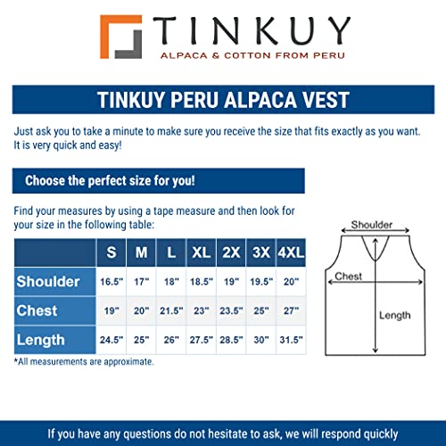 Tinkuy Peru Men’s Button-Up Cardigan, Authentic Peruvian Alpaca Wool V Neck Knitted Argyle Sweater Vest, (Black, 3X-Large) #TOP4