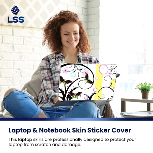 Image of LSS 17 17.3 Inches Laptop Notebook Skin Sticker with 2 Wrist Pads - Reusable Cover Protector Vinyl Sticker Cover Decal Fits 17 inch - 19 inch HP Asus Acer Samsung - Butterfly Escape Floral