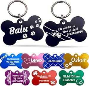 Unikat Branding personalisierte Hundemarke Knochen Singlepack
