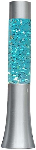 Lightahead 13" Glitter Glow Lamp with Metal Base Motion Sparkle Lamp with Silver Base Blue Water Silver Glitter