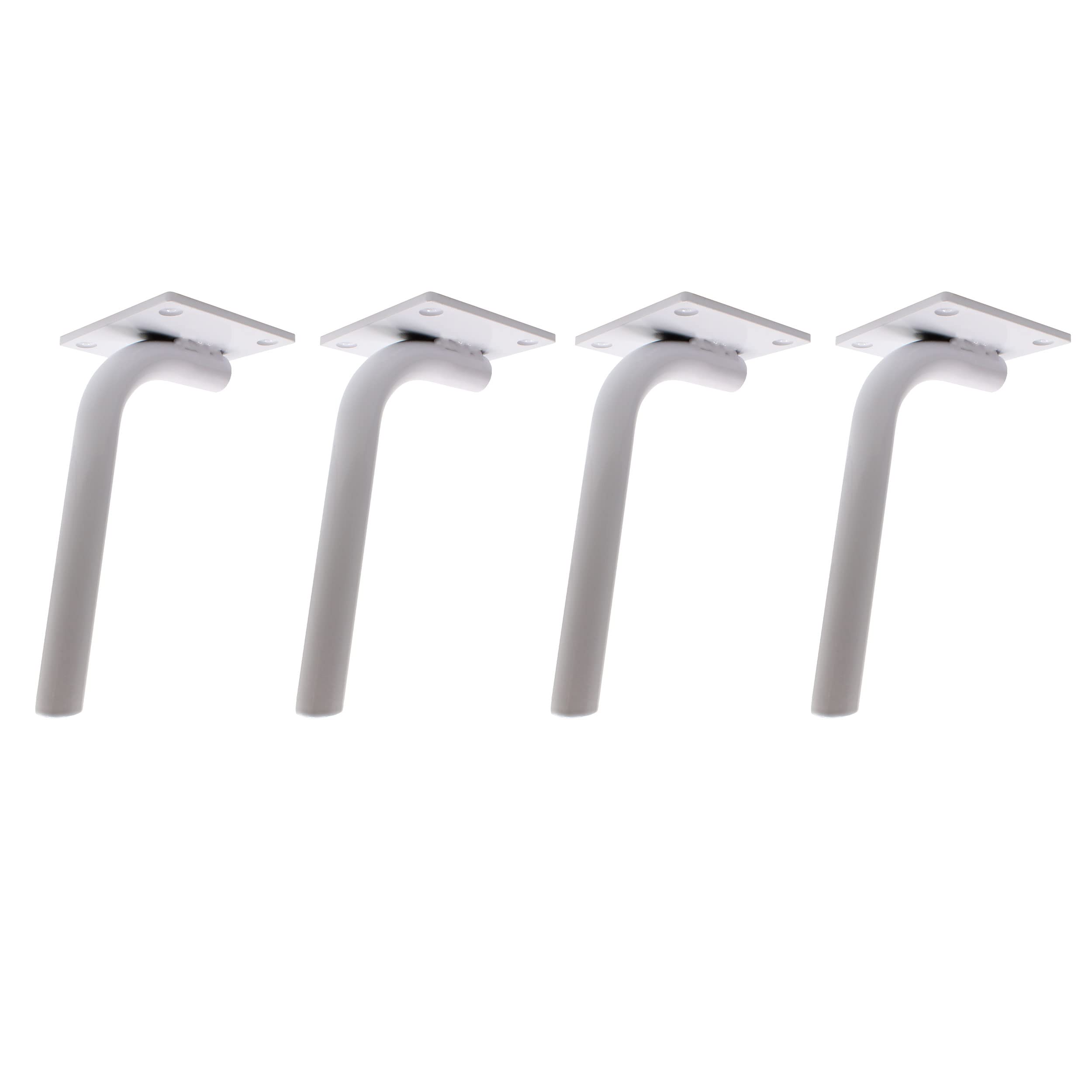4X Möbelfüße Curved | stabile Möbelbeine für Sofa, Bett, Schrankbeine, Couch, Sideboard, Kommode minimalistisch Design Ersatzfüße belastbar | inkl. Bodenschutz 17 cm Metall IKEA Hack (170mm, White)