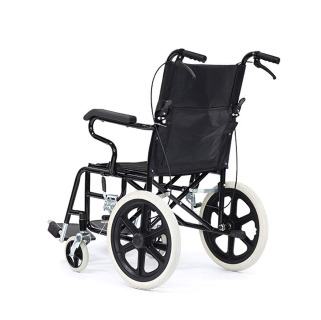 Silla de Ruedas Manual Scooter de Mano Pararsonas Mayores Discapacitadas Viaje Ultraligero Plegable Ligero Portátil No Inflable Neumáticos Sólidos de Freno Doble, Seguro Y Cómodo