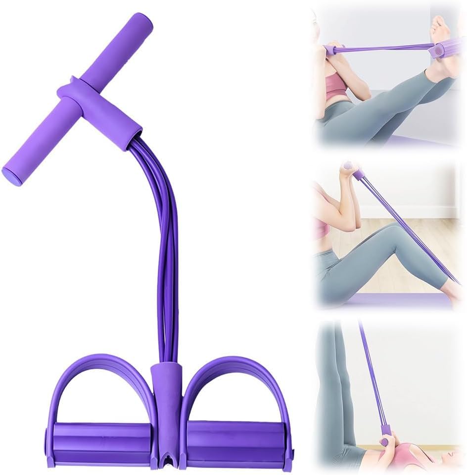 21 Fitness Resistance Bands-4 Tube Pedal Ankle Puller Stretching Bands for Arm and Leg Workouts Multi-Functional Sit up