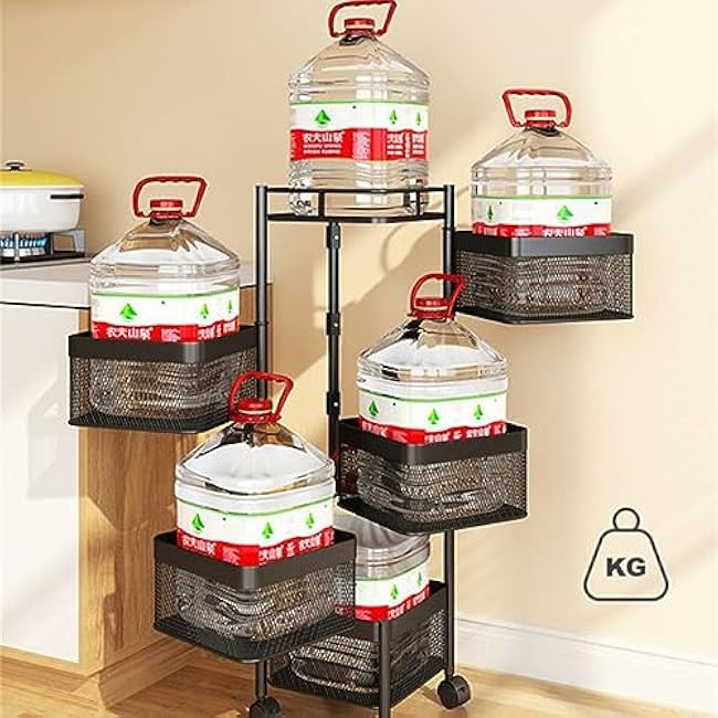 5-Tier Rolling Kitchen Cart, Multi-Layer Storage Rack on Wheels, Versatile nizer for Fruits, Vegetables, Snacks, Bathroom & Living Room - Black-Nd9N0EHg