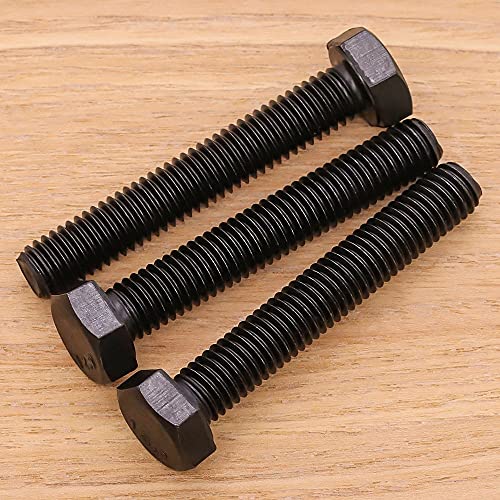 Image of M12-1.75 x 60mm Hex Bolts, 12.9 Grade Alloy Steel, Black Oxide Finish, Full Thread, Coarse Thread UNC, Hexagon Head Bolts 8 PCS