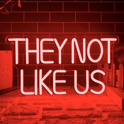 Image of They Not Like US Neon Sign, Dimmable LED PgLang Music Neon Signs for Wall Decor, Christmas Ornamentm Black Culture Neon Light Kids Wall Art Room Bedroom Birthday Gift(15.7 * 8.6 In)
