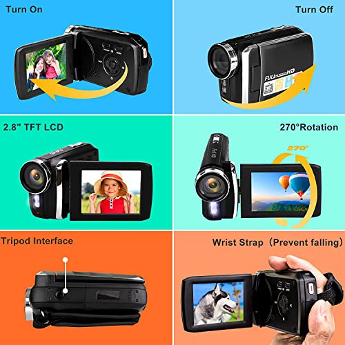 Video-Camera-Camcorder-for-Kids-Full-HD-1080P-30FPS-360MP-Digital-Cameras-Recorder-for-YouTube-TikTok-28-Inch-270-Degree-Rotation-Screen-Vlogging-Camcorders-for-Teens-Children-Beginners