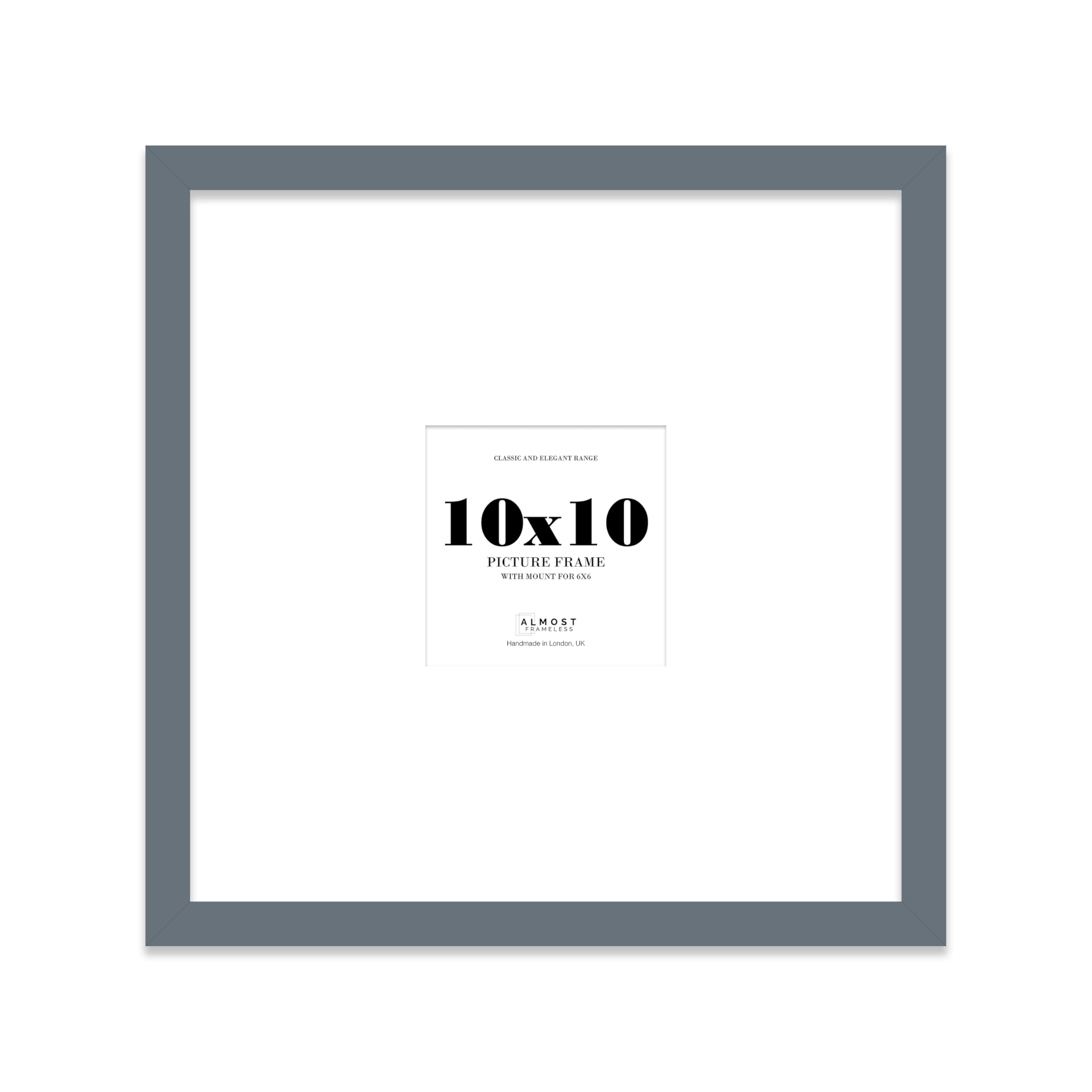10x10 Square Picture Frame, Display Pictures 6x6 With Mat or 10x10 Without Mat, Wall Hanging & Free Standing Photo Frame, Grey, 1 Pack — image 1