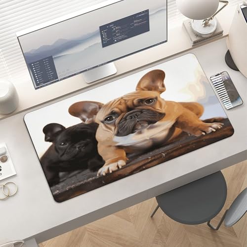 Alfombrilla para escritorio con diseño de Bulldog francés, antideslizante y grande miniatura 6
