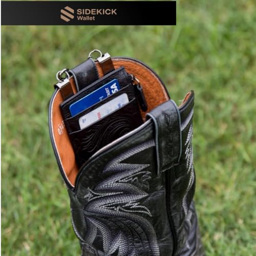 Image of RFID Blocking Boot Wallet with Security Chain & Zipper Lock - Genuine Leather Wallets for Men, Travel Wallets Women, Minimalist Leather Card Holder