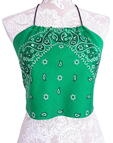 Downright Bandanas Bandana Halter Crop Top Shirt - Womens Clothing (Green) - Image 4
