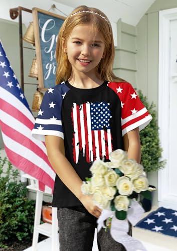 Image of Ithalt Boys Girls USA Shirts Kids 4th of July Shirts American Flag Tshirt Patriotic Top Independence Day Outfit 5-13y