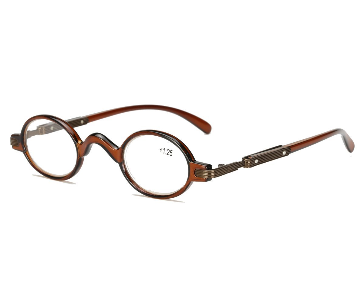 Agstum Men's Brown Readers Wo Vintage Small Oval Round Reading Glasses (+2.00, )